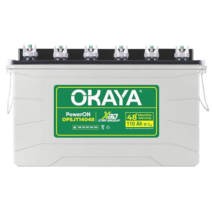 51OnpOzPMiL._SX679_ OKAYA PowerON OPSJT19060 160Ah Super Jumbo Tubular Advanced Battery for Home, Office & Shops | Robust & Compact Design | Extra Backup (XBD Technology) | 60 Months Total Warranty - Image 1