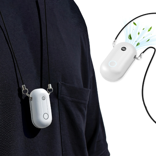 white Atovio Pebble- India's Most Effective Wearable Air Purifier (Cloud White) - Image 1