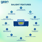 Geon GELITHIUM, 1250 VA Pure Sine Wave Inverter Integrated with 1280Wh Lithium-Ion Battery for Home, Office & Shop, 100 Ah, Long backup equivalent of 160 Ah, With wheels, Intelli BMS, 5 yrs warranty - Image 5