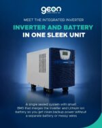 Geon GELITHIUM, 2500 VA Pure Sine Wave Inverter Integrated with 2560Wh Lithium-Ion Battery for Home, Office & Shop, 100 Ah, Long backup equivalent of 300 Ah, With wheels, Intelli BMS, 5 yrs warranty - Image 2