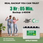 Okaya Inverter with Two Battery Combo for Home,Office & Shops|ATSW1900 24V True Sine Wave Inverter 1650VA with 36 Months Warranty & OPSJT19060 160Ah XBD+ Certified SJT Battery with 60 Months Warranty - Image 5